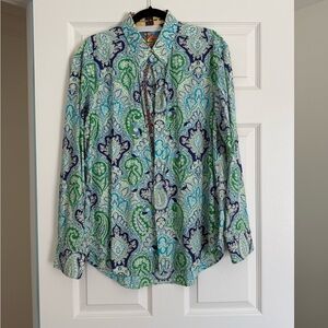 Robert Graham Paisley Button-Up Shirt in Blue and Green